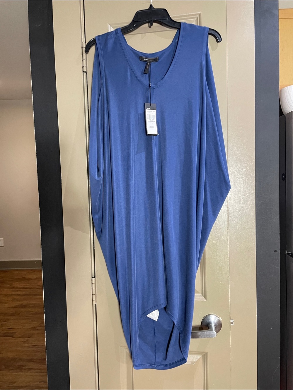 BCBGMaxAzria Blue One-Shoulder Draped Dress